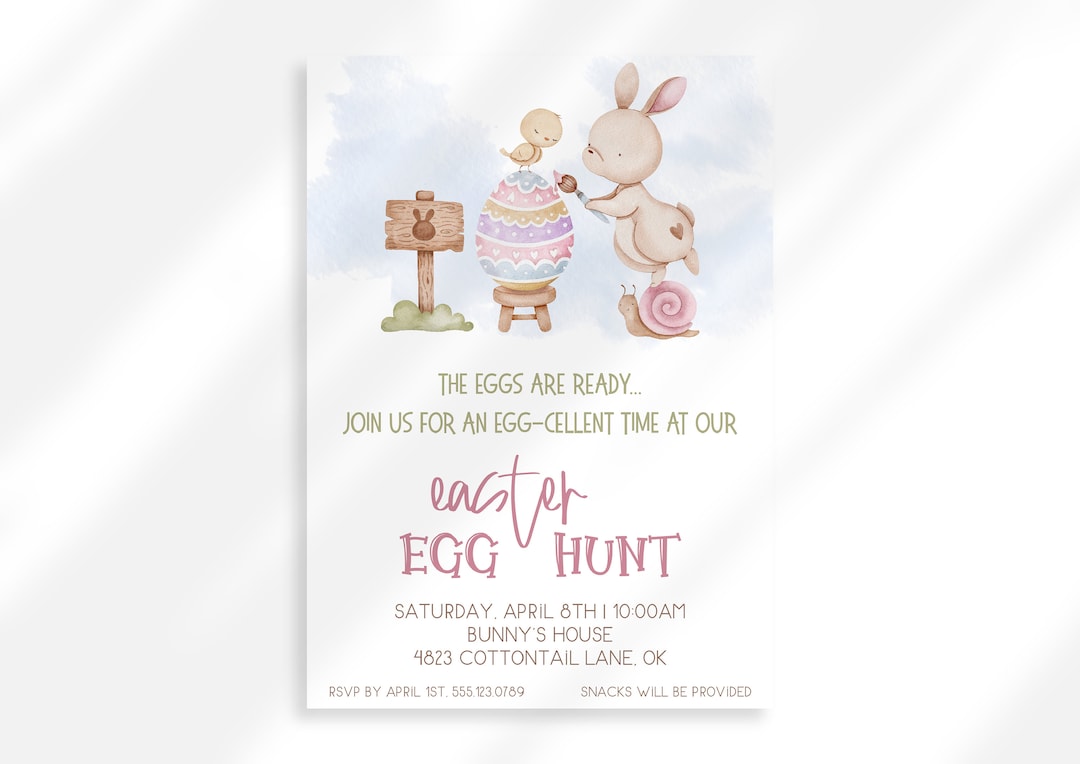 Editable Easter Egg Hunt Invitation Template Easter Egg Hunt Invite