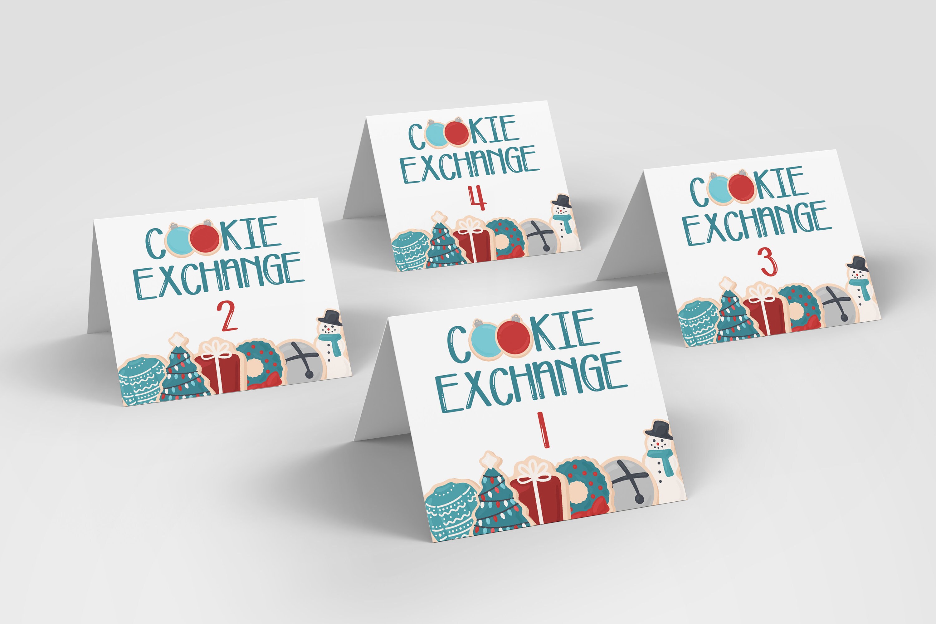 Editable Red and Blue Food Labels for Holiday Cookie Exchange | Cookie ...