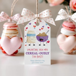 Editable Cereal Valentine Tag Printable Cereal Valentine&#39;s Day Gift Tag You Are Cereal-ously The Best School Tag Valentine Cereal Tag