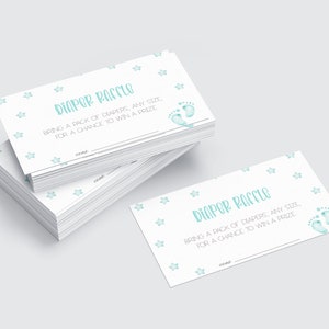 Billets de tombola de couches imprimables en téléchargement immédiat | Carte d'insertion pour tirage de couches pour baby shower bleue | Jeux de baby shower bleus à imprimer pour garçon