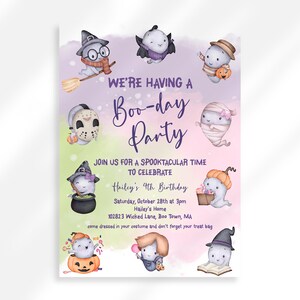 Editable Kids BOO-DAY Party Invitation | Halloween Birthday Invite | Halloween Birthday Party | Cute Ghost Invitation | Kids Halloween Party