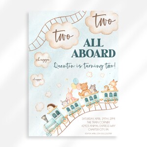 Editable Chugga Chugga Two Two Train Birthday Invitation | Train Second Birthday Party Invite | Train Theme Birthday | Instant Download