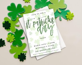 Editable St Patricks Day Invitation for Instant Digital Download | Printable Invitation Template | Shamrock Party Luck Of The Irish Party