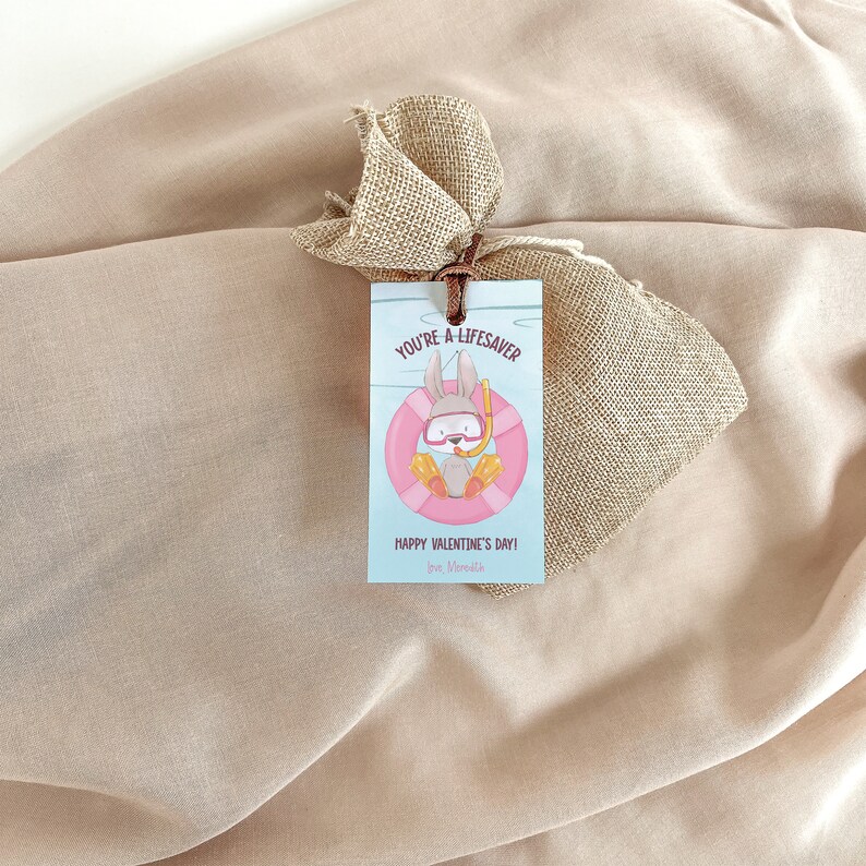 Editable Bunny Valentines Day Favor Tags | Youre A Lifesaver Valentine ...