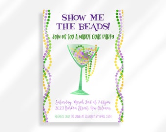 Editable Mardi Gras Invitation for Instant Digital Download | Printable Invitation Template | Carnival Party Laissez Les Bon Temps Rouler