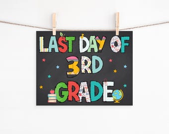 Last Day of 3rd Grade Sign Printable End of School Autograph Sign Digital Download, Photo Prop End of School Year Instant Download 3rd Grade