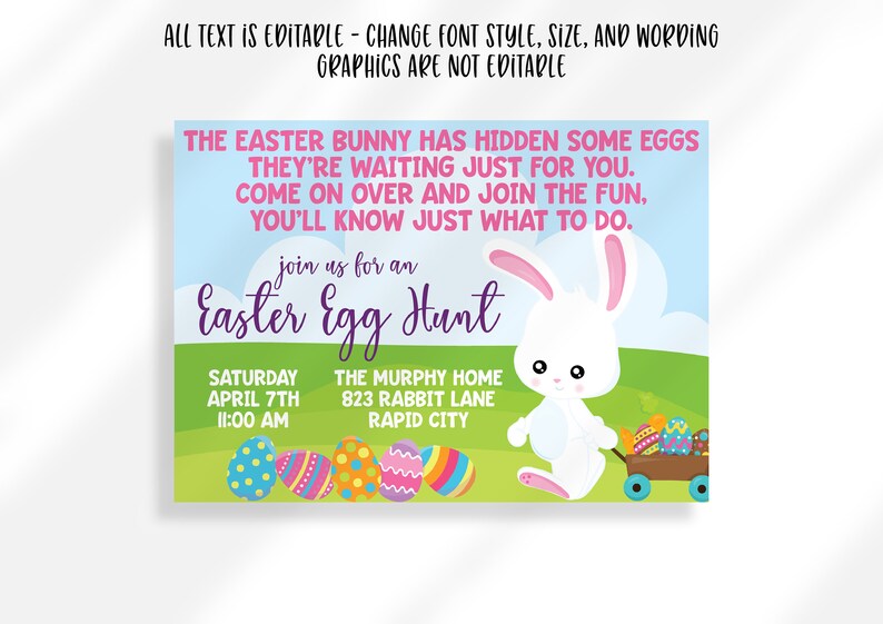 Editable Easter Egg Hunt Invitation for Instant Digital Download
