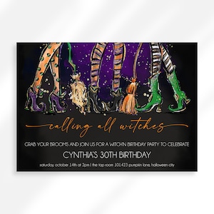 Editable Witch Birthday Party Invite | Halloween Party Invitation | Witch Halloween Invitation | Witches Night Out | Girls Night Out