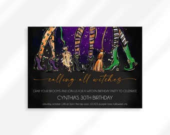 Editable Witch Birthday Party Invite | Halloween Party Invitation | Witch Halloween Invitation | Witches Night Out | Girls Night Out