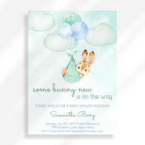 Some Bunny Is On The Way Invite Editable Couples Baby Shower Invite Baby Bash Shower Invitations Boy Baby Celebration Invite Adoption Shower