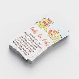 Livres modifiables pour carte d’insertion de bébé | Douche de bébé d’animaux de la forêt | Demande de livre | Demandez des livres au lieu d’une carte | Livres pour bébé à télécharger