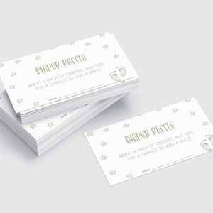 Genderneutrale luier loterijtickets afdrukbare Instant Download | Groene baby shower luier loterij insteekkaart | Babyshowerspellen afdrukbaar