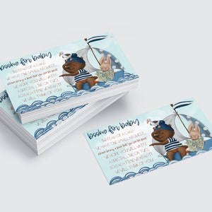 Livres nautiques modifiables pour bébé Insert Téléchargement numérique | Demandez des livres au lieu d’une carte | Invitation au baby shower de Sailor Bunny