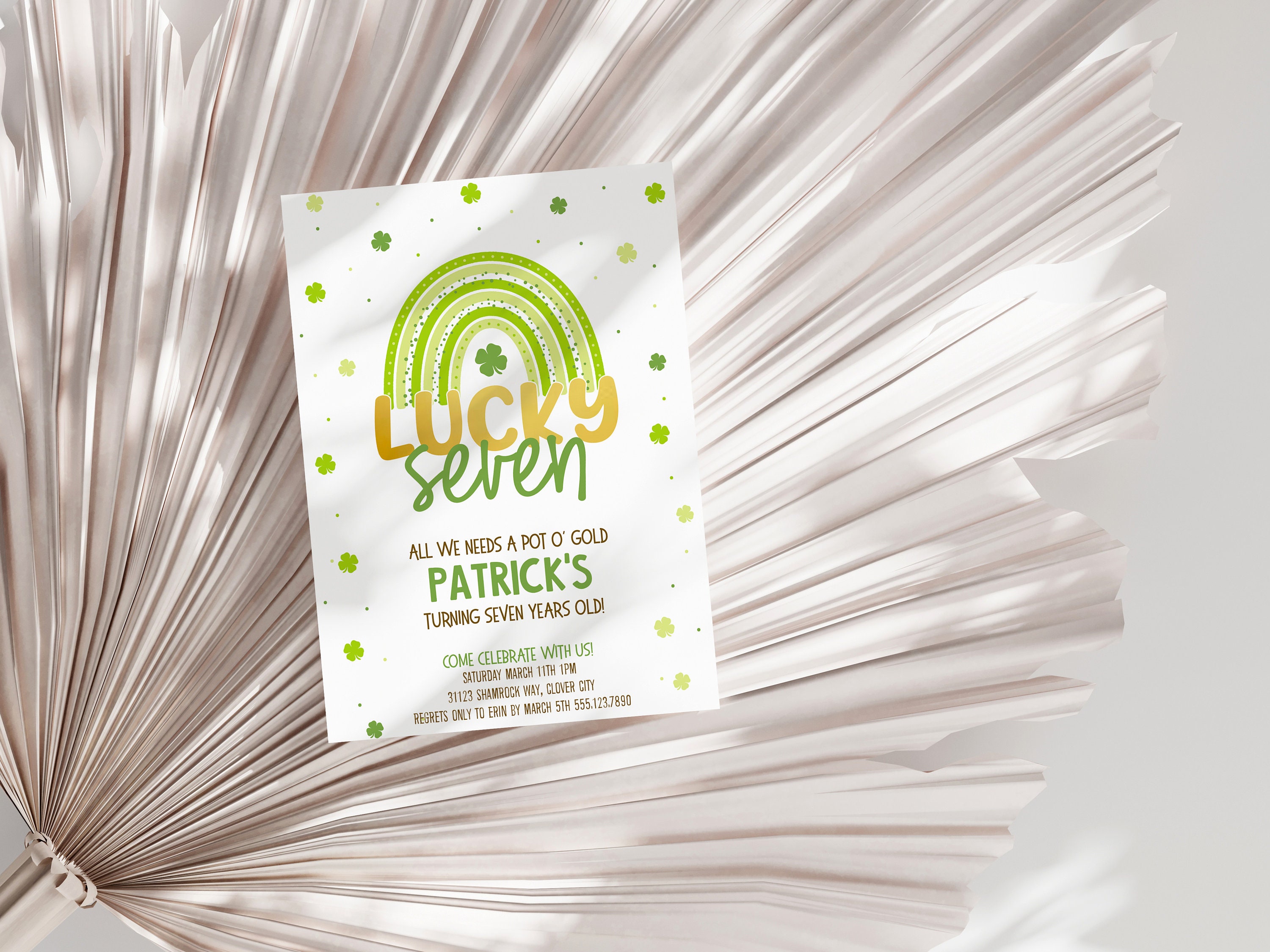Editable Lucky Seven Birthday Invitation for Instant Digital Download ...