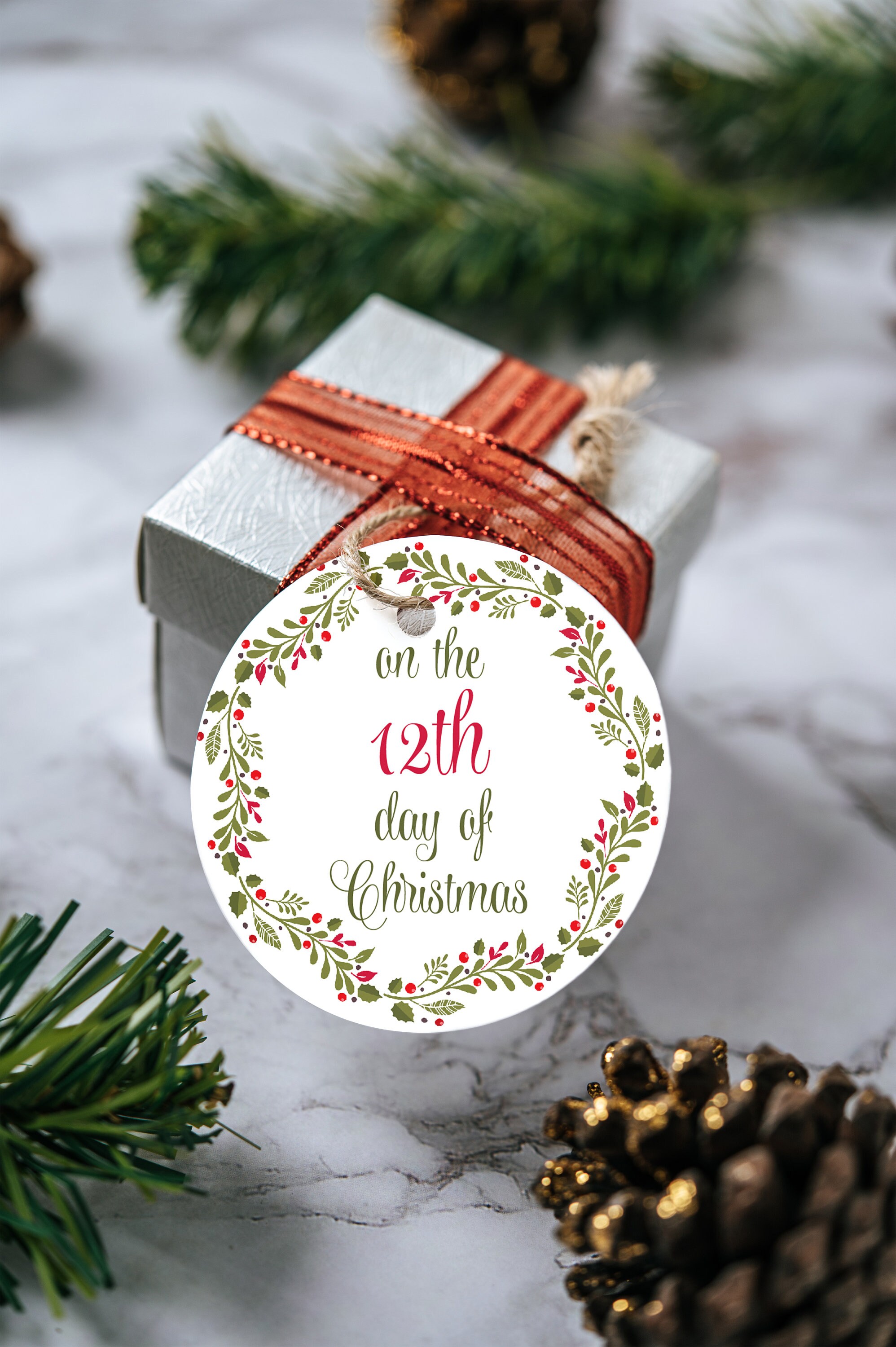 12 Days of Christmas Gift Tags Cards Digital Instant Download 3" Round ...