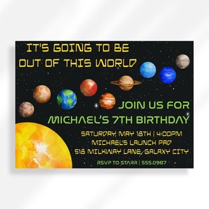 Editable Out Of This World Birthday Invitation for Instant Digital Download | Printable Invitation Template | Space Birthday Kids Party