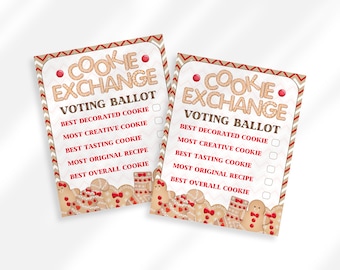 Editable Gingerbread Cookie Exchange Voting Ballots | Holiday Cookie Swap Awards Cards | Cookie Voting Ballot Cards | Holiday Cookie Contest