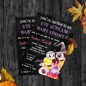 Editable Eye Scream Halloween Baby Shower Invitation | Ice Cream Shower Invite | October Halloween Baby | Gender Neutral Baby Shower Invite