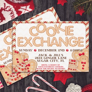 Editable Gingerbread Cookie Swap Invitation | Christmas Cookie Party Invitations | Cookie Exchange Invites | Holiday Cookie Swap Invite