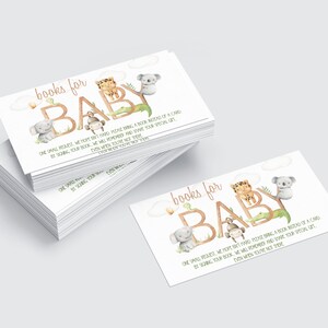 Livres modifiables Safari Baby Shower pour bébé en téléchargement numérique | Livres neutres en matière de genre pour baby shower | Demande de livre Carte Apportez un livre