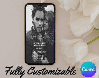 Digital Wedding Invitation Template with Photo, Electronic Wedding Invitation, Digital Wedding Invite, 100% Editable Evite, Wedding Card