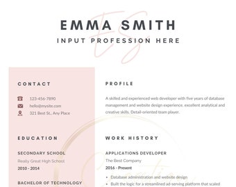 Plantilla de currículum profesional para Word y Pages, CV limpio con foto