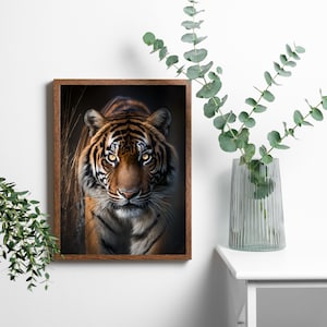 Tiger art print safari art boho prints neutral wall art minimalist print tiger wall art printable art digital download