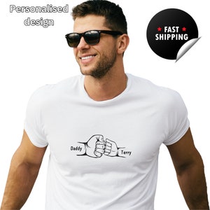 Custom Dad Fist Bump Shirt With Kids Names, Fist Bump T Shirt, Fathers Day Shirt, Dad Birthday Shirt with Kids Names, Personalized Dad Tee