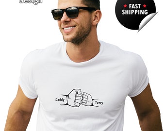 Chemise personnalisée papa poing avec noms d'enfants, t-shirt poing bosse, chemise fête des pères, chemise d'anniversaire de papa avec noms d'enfants, t-shirt papa personnalisé