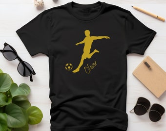 Personalised Football T-Shirt, Custom Name Soccer Sports T-Shirt, Outdoor Games Sports Lover Shirt, Unisex Coloured Shirts, Soccer Tee Shirt