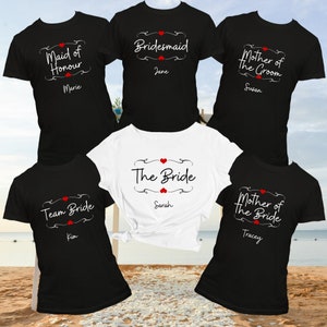 Personalised Bridal Party T-Shirt Team Bride Shirt Hen Party Shirts Wedding Party TShirts Bachelorette Party Shirts Mother of Honour Shirt