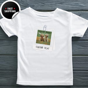 T-shirt personnalisé avec cadre photo pour enfants, chemise pour enfants avec texte personnalisé, t-shirt personnalisé avec photo d'animal de compagnie, chemise personnalisée, t-shirt à personnaliser