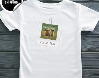 Camiseta con marco de fotos para niños personalizada, camiseta para niños con texto personalizado, camiseta con foto de mascota personalizada, camiseta con diseño personalizado, personaliza tu propia camiseta
