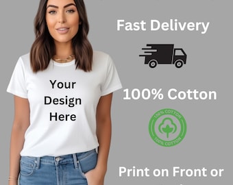 Ladies Custom Printed T-Shirt – Personalised Organic Tee for Women, Custom Text or Photo Shirt, Vegan Sustainable Gift