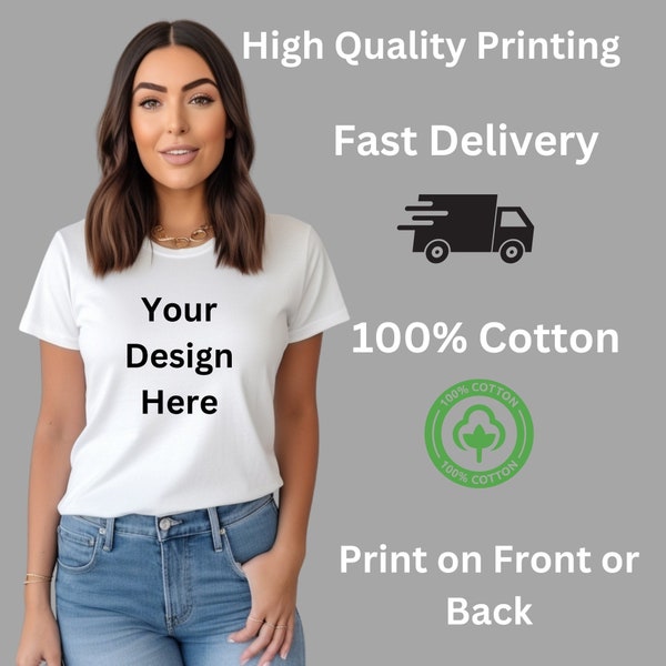 Ladies Custom Printed T Shirt Personalised Shirt Custom Printing T-Shirt for Women TSHIRT Vegan Sustainable Tshirt