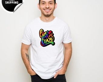 Camiseta Love Is Love, Camiseta con bandera del arco iris, Camiseta del orgullo gay, Camiseta del mes del orgullo, Camiseta Unisex Love Is Love, Camisetas de apoyo Lgbtq, Camiseta de regalo gay