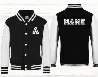 Kurtka uniwersytecka dla dzieci na zamówienie: spersonalizowany przód i tył z tekstem lub logo dla kurtki dla dzieci na zamówienie