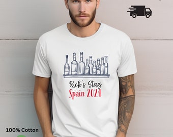 Personalised Stag Party T Shirts, Clear Bottle Stag T-Shirts, Classic Adult T Shirt, White Stag Shirt, Stag Party Shirt, Personalised Gifts