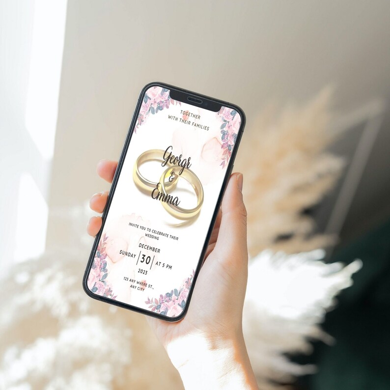 Digital Wedding Invitation Template, Electronic Wedding Invitation, Digital Wedding Invite