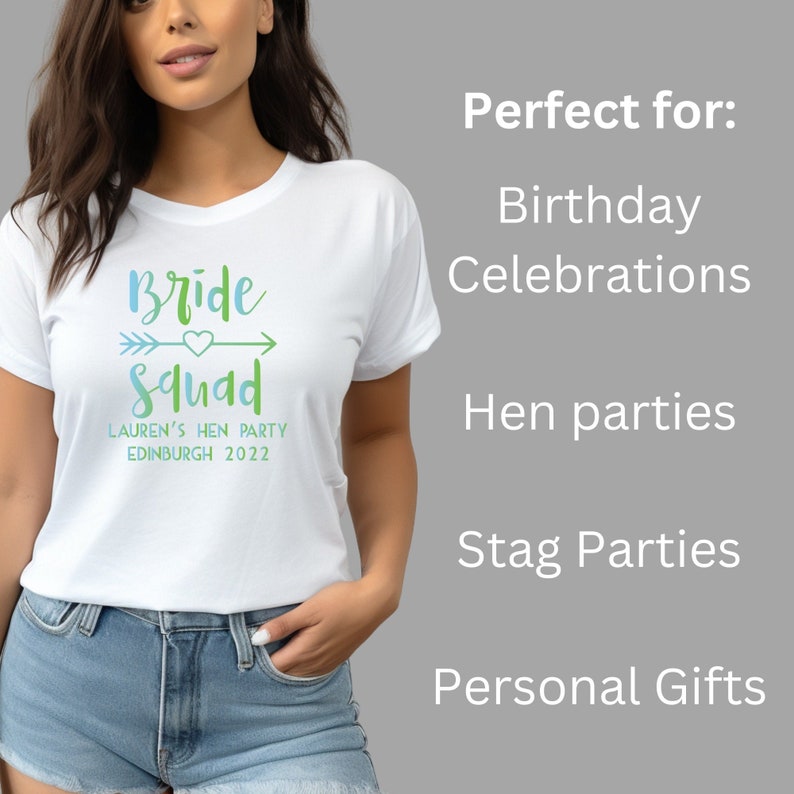 Personalised Adult T-Shirt Custom Printed Tshirt For Stags Hens Parties Bridesmaid Events Weddings and Workwear Unisex Shirts image 6