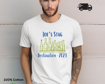 Personalised Stag Party T Shirts, Clear Bottle Stag T-Shirts, Classic Adult T Shirt, White Stag Shirt, Stag Party Shirt, Personalised Gifts