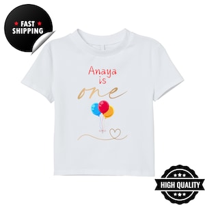 Body per neonato con nome palloncino compleanno personalizzato, abito per compleanno di un anno, camicia personalizzata per primo compleanno, camicia per ragazza compleanno di un anno