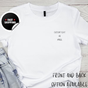 Benutzerdefinierte Tasche Foto und Text Shirt, benutzerdefinierte Tasche Shirt, benutzerdefinierter Text Shirt, personalisiertes Foto Shirt, doppelseitig bedrucktes T-Shirt, Unisex Shirt