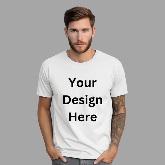 Men’s Custom Printed Shirt – Personalised Text or Logo Tee, Vegan Sustainable T-Shirt, Matching Gift for Birthday or Event