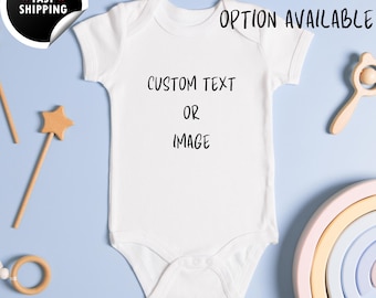 Personalised Baby Bodysuit with Image and Text, Custom Baby Onesies, Personalised Newborn Bodysuit, Text Bodysuit, Custom Image Bodysuit