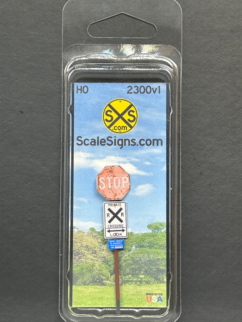 187 HO Scale Street Sign red stop Sign private Railroad Crossing Sign