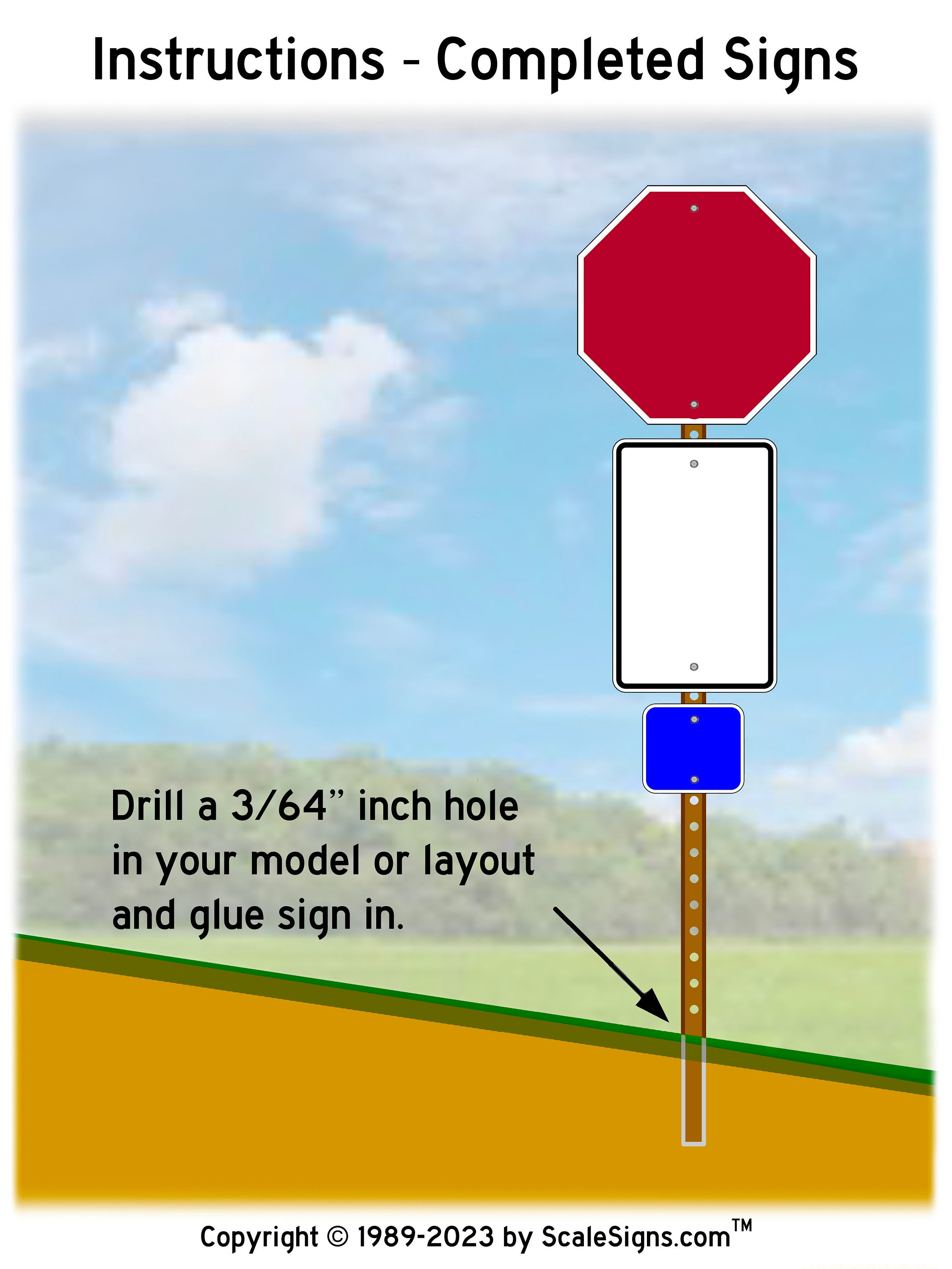 Ho-2000-300-v01-c / 1:87 HO Scale Street Sign stop Sign