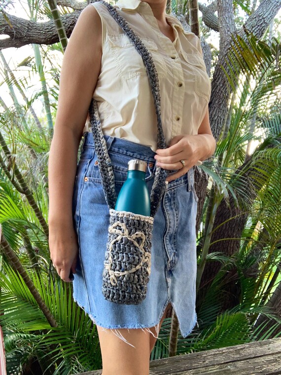 Recycled Plastic Water Bottle Holder Handmade Crossbody Bag Small