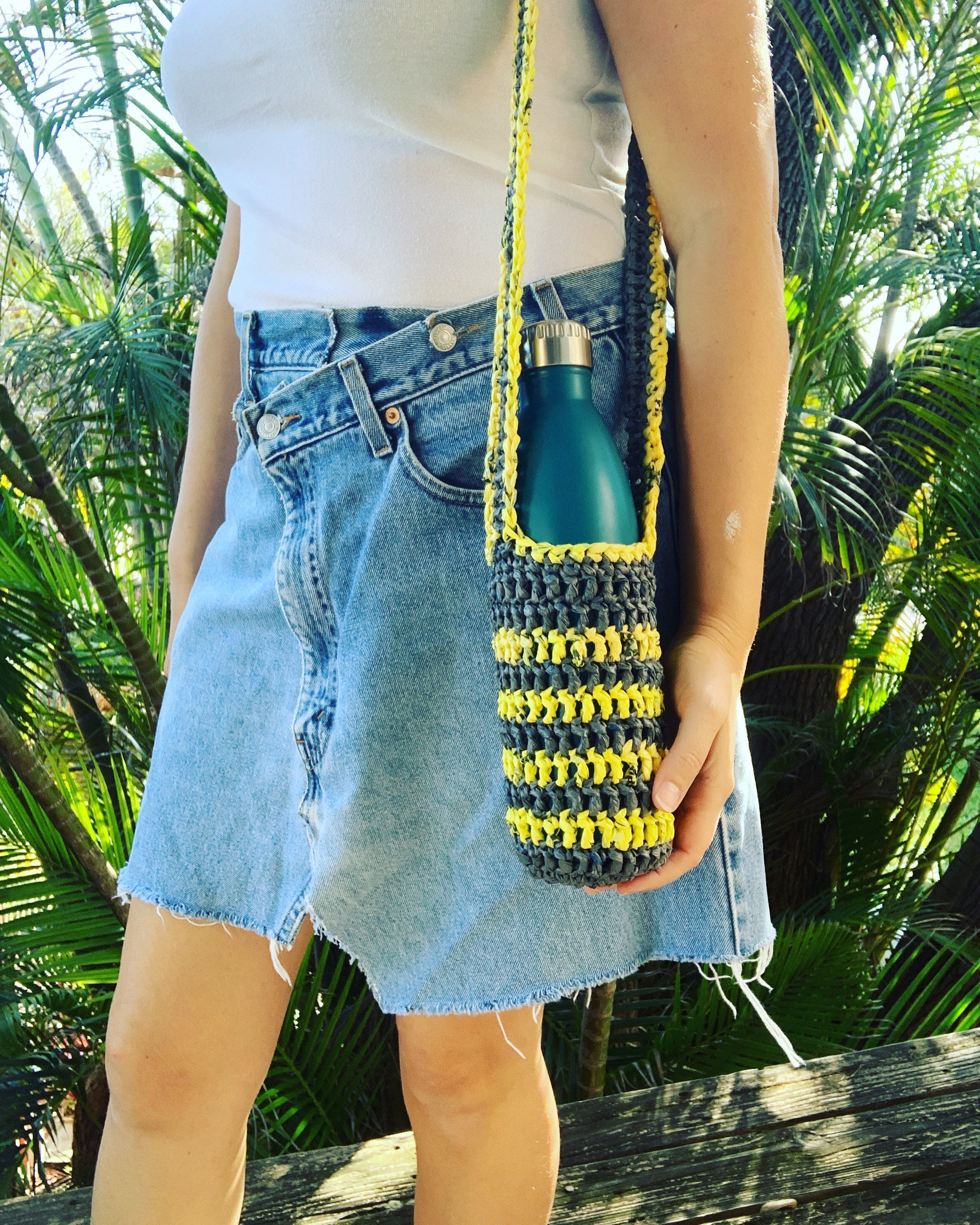 Upcycled Tote Bag With Bottle Holder Coral Lucas