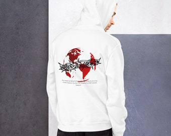 Heavy Blend Christian Revelation 12:11 Sudadera con capucha con el mundo en las espinas de Jesús para hombres y mujeres